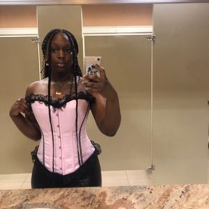 Pink and Black Lace Corset